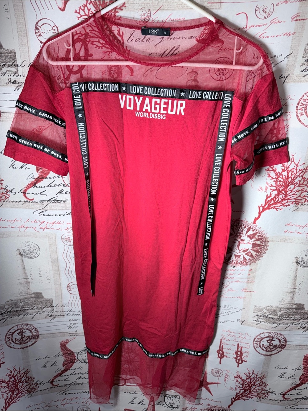 Voyageur Love Collection Red Mesh-Trim Short Sleeve Tee